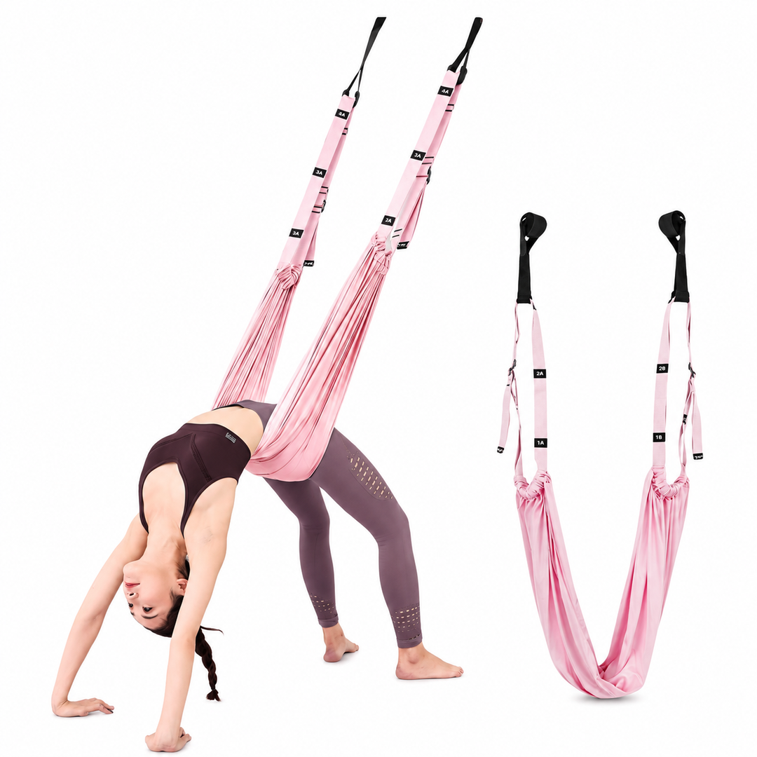 Premium Aerial Yoga Strap Adjustable Stretching Inversion Belt for Flexibility Training Leg Splits Metal Buckle Support Yoga Strap Green Purple Pink