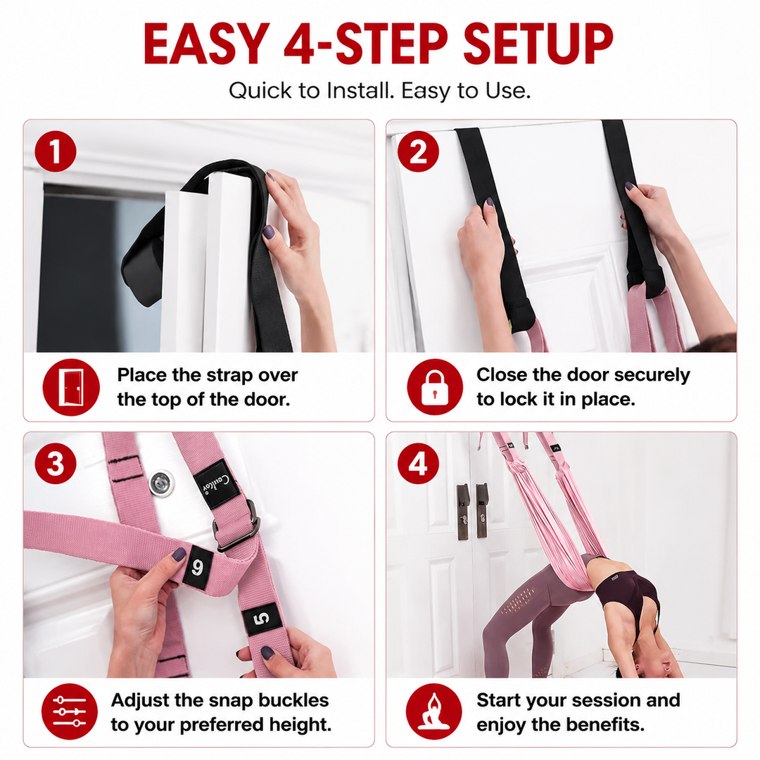 Premium Aerial Yoga Strap Adjustable Stretching Inversion Belt for Flexibility Training Leg Splits Metal Buckle Support Yoga Strap Green Purple Pink
