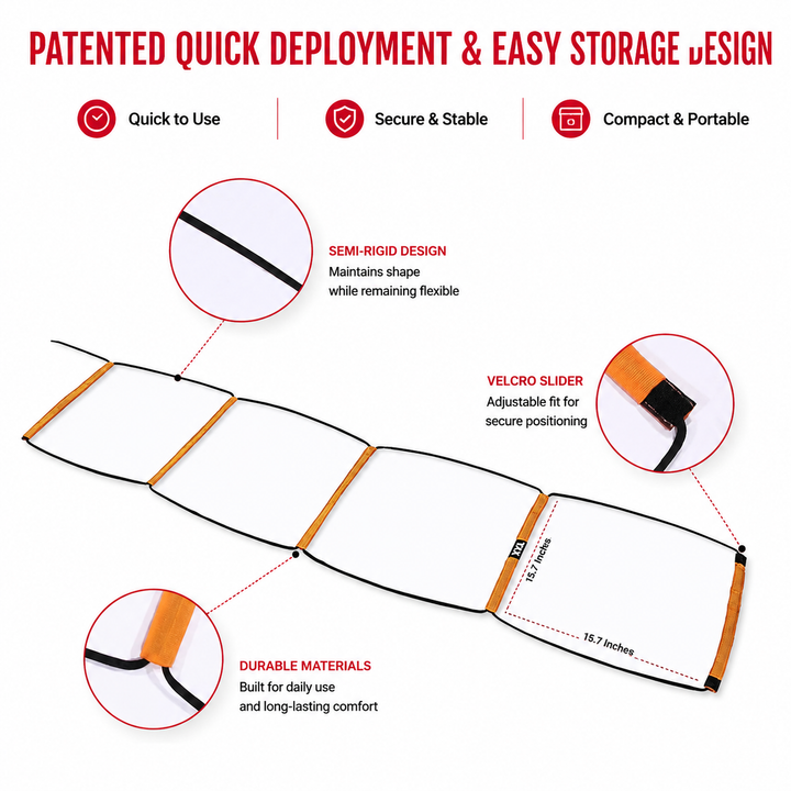 Premium Agility Ladder Soccer Football Training Speed Coordination Footwork Equipment 3-in-1 Drill Set Carry Bag Kids Adults Sports Training Tool