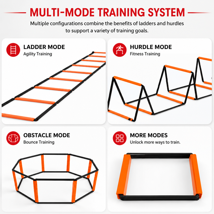 Premium Agility Ladder Soccer Football Training Speed Coordination Footwork Equipment 3-in-1 Drill Set Carry Bag Kids Adults Sports Training Tool