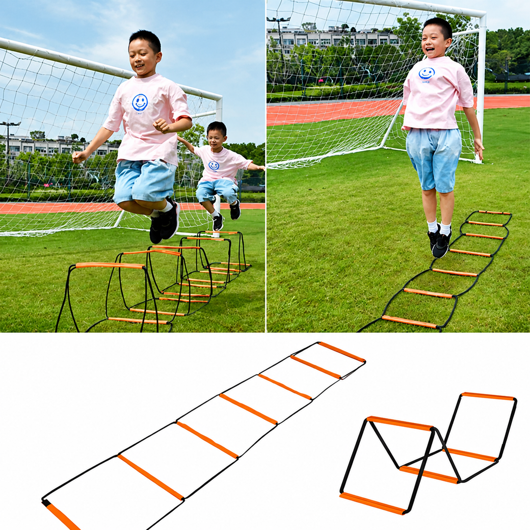 Premium Agility Ladder Soccer Football Training Speed Coordination Footwork Equipment 3-in-1 Drill Set Carry Bag Kids Adults Sports Training Tool
