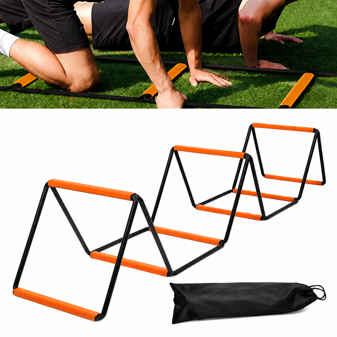 Premium Agility Ladder Soccer Football Training Speed Coordination Footwork Equipment 3-in-1 Drill Set Carry Bag Kids Adults Sports Training Tool