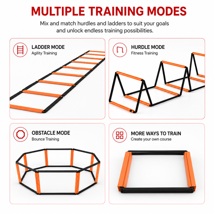 Premium Agility Ladder Speed Training Ladder Footwork Trainer Adjustable Sports Ladder Carry Bag Soccer Football Fitness Kids Adults Training Tool