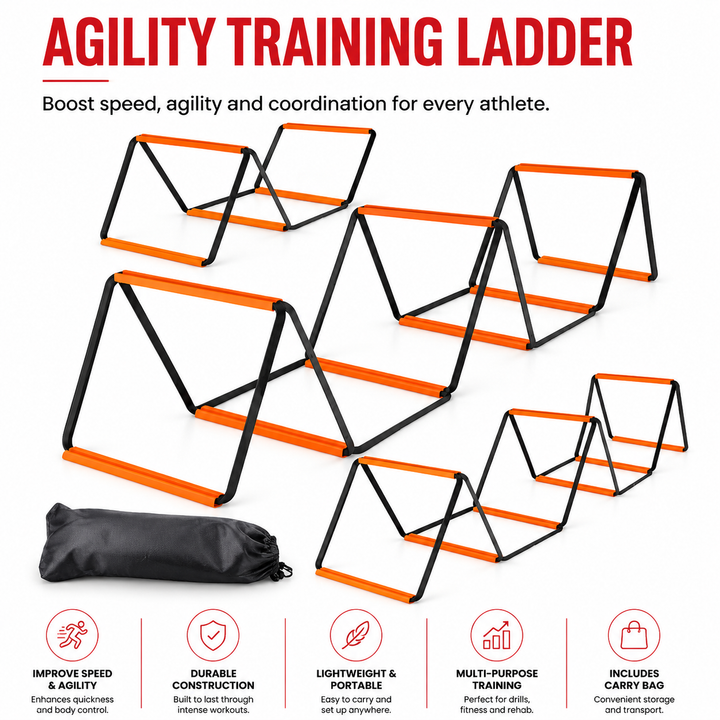Premium Agility Ladder Speed Training Ladder Footwork Trainer Adjustable Sports Ladder Carry Bag Soccer Football Fitness Kids Adults Training Tool