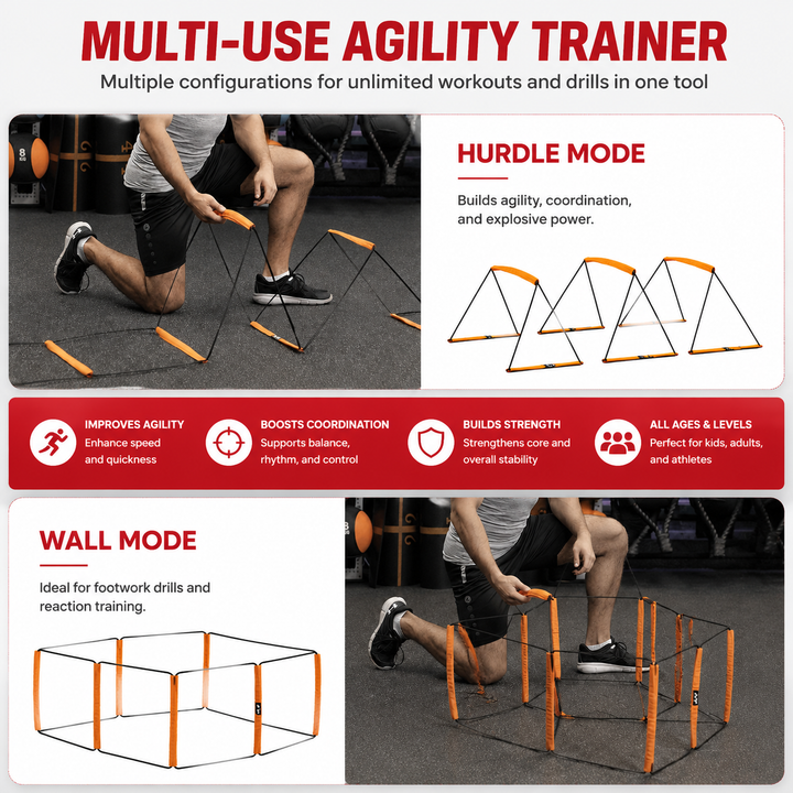 Premium Agility Ladder Speed Training Ladder Footwork Trainer Adjustable Sports Ladder Carry Bag Soccer Football Fitness Kids Adults Training Tool