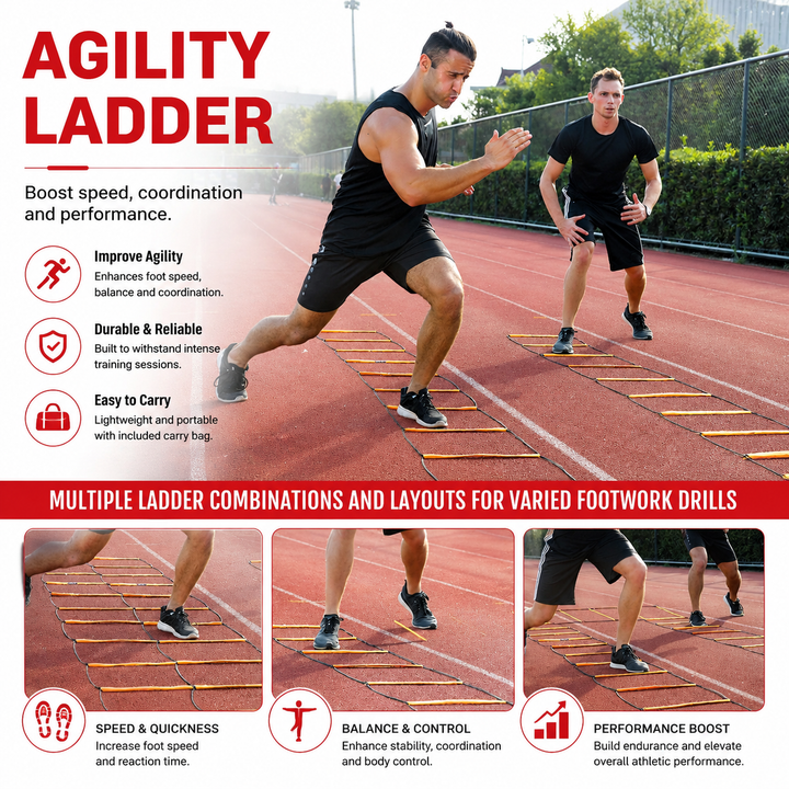 Premium Agility Ladder Speed Training Ladder Footwork Trainer Adjustable Sports Ladder Carry Bag Soccer Football Fitness Kids Adults Training Tool