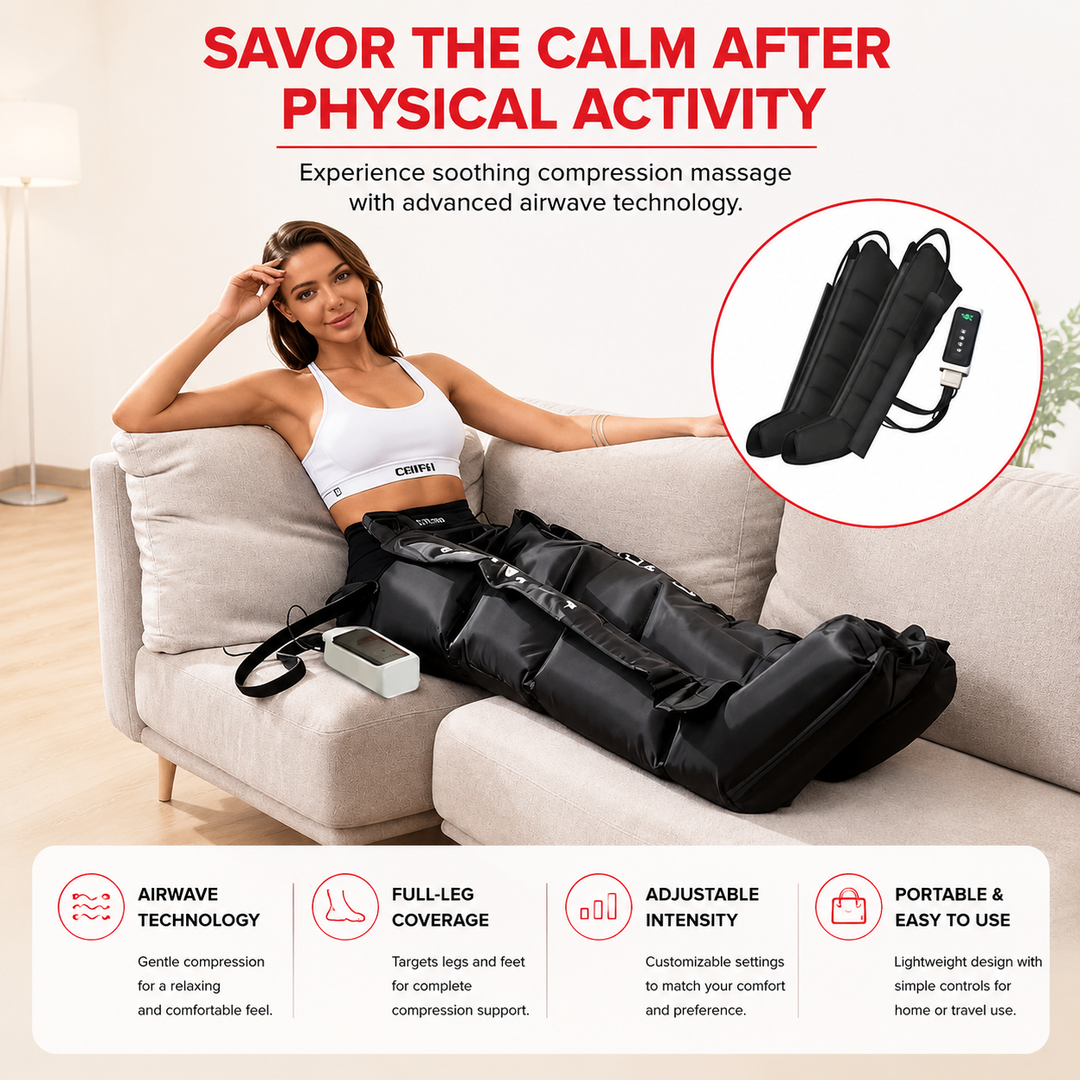 Premium Air Wave Leg Massager System Dynamic Air Compression Boots for Full Leg Foot Calf Massage Adjustable Intensity Home Spa Relaxation Device