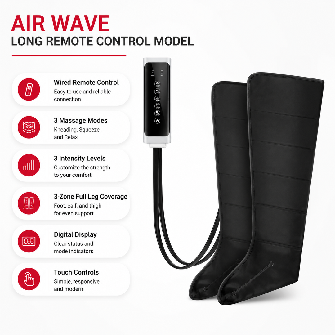 Premium Air Wave Leg Massager System Dynamic Air Compression Boots for Full Leg Foot Calf Massage Adjustable Intensity Home Spa Relaxation Device