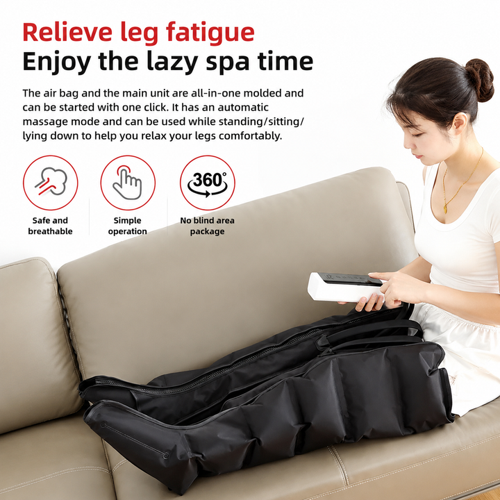 Premium Air Wave Leg Massager System Dynamic Air Compression Boots for Full Leg Foot Calf Massage Adjustable Intensity Home Spa Relaxation Device