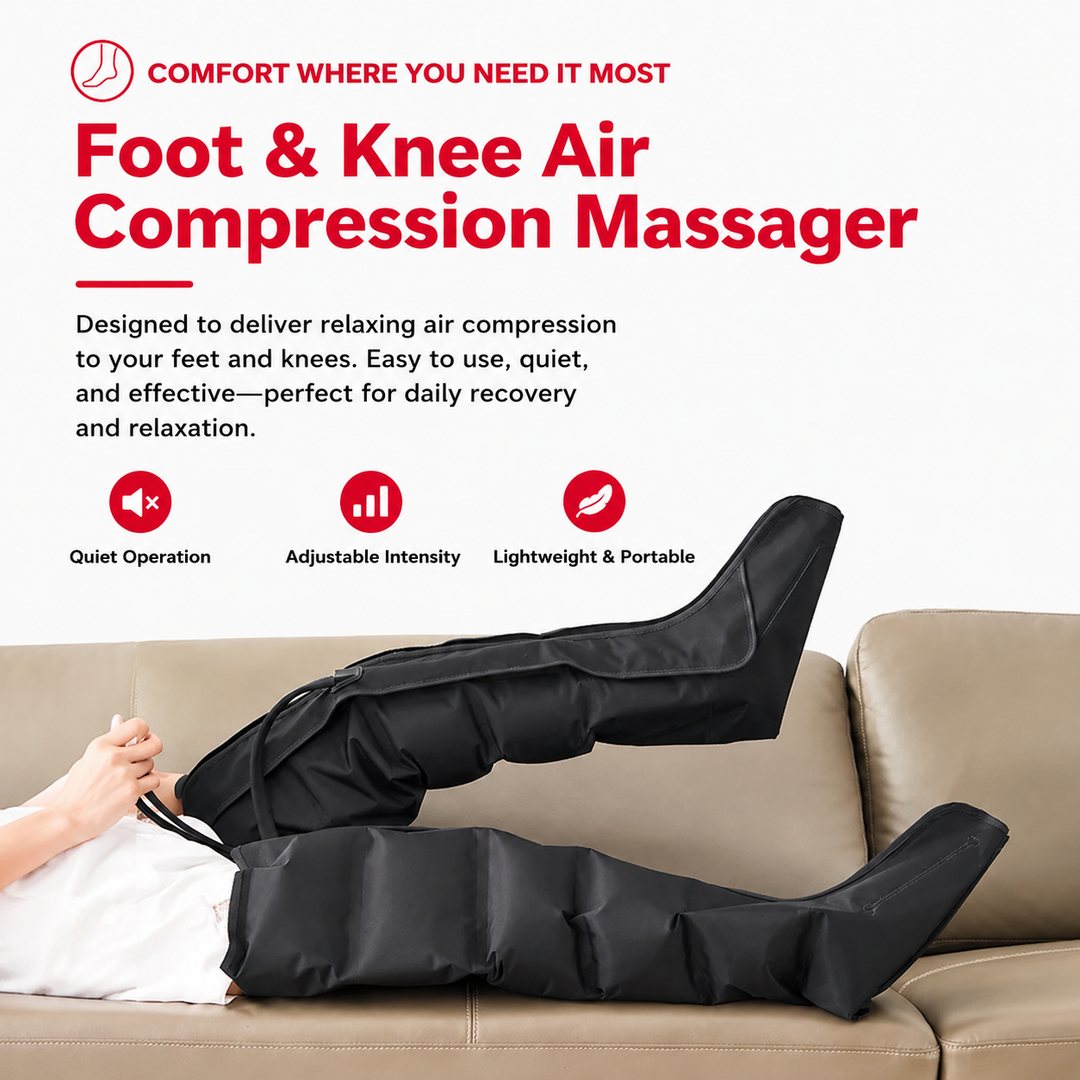 Premium Air Wave Leg Massager System Dynamic Air Compression Boots for Full Leg Foot Calf Massage Adjustable Intensity Home Spa Relaxation Device