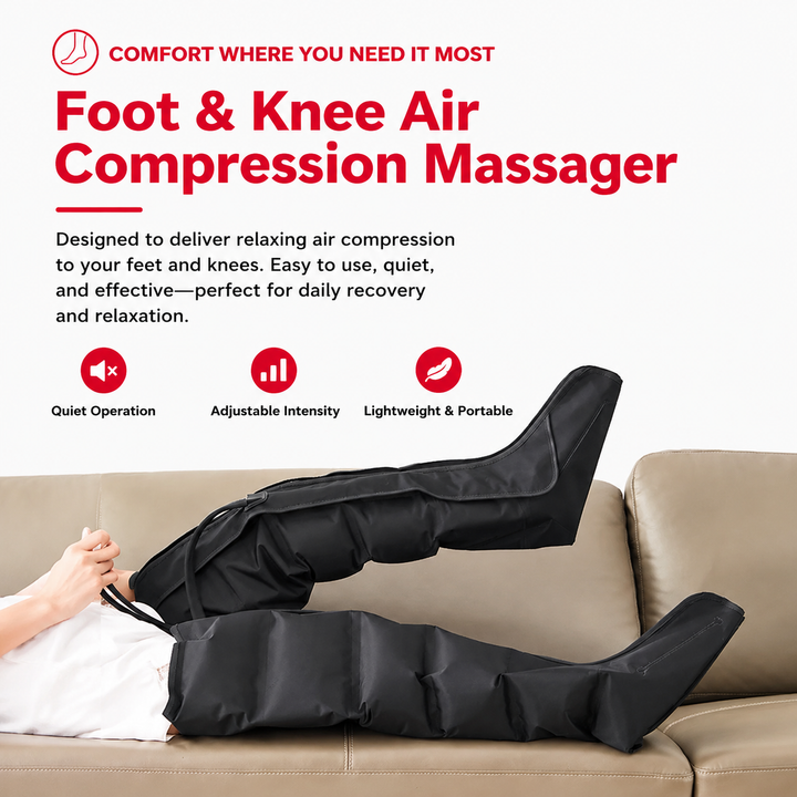 Premium Air Wave Leg Massager System Dynamic Air Compression Boots for Full Leg Foot Calf Massage Adjustable Intensity Home Spa Relaxation Device