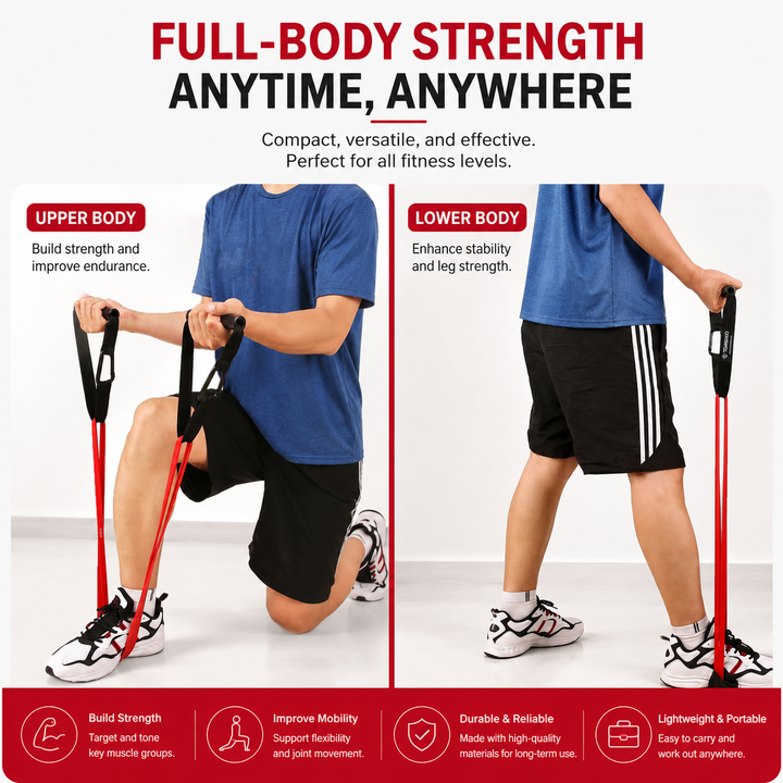 Premium All In One Pull Up Resistance Band Set 5 Levels 5–125 LB Latex Resistance Bands with Handles Door Anchor Carry Bag Full Body Home Workout Fitness Kit