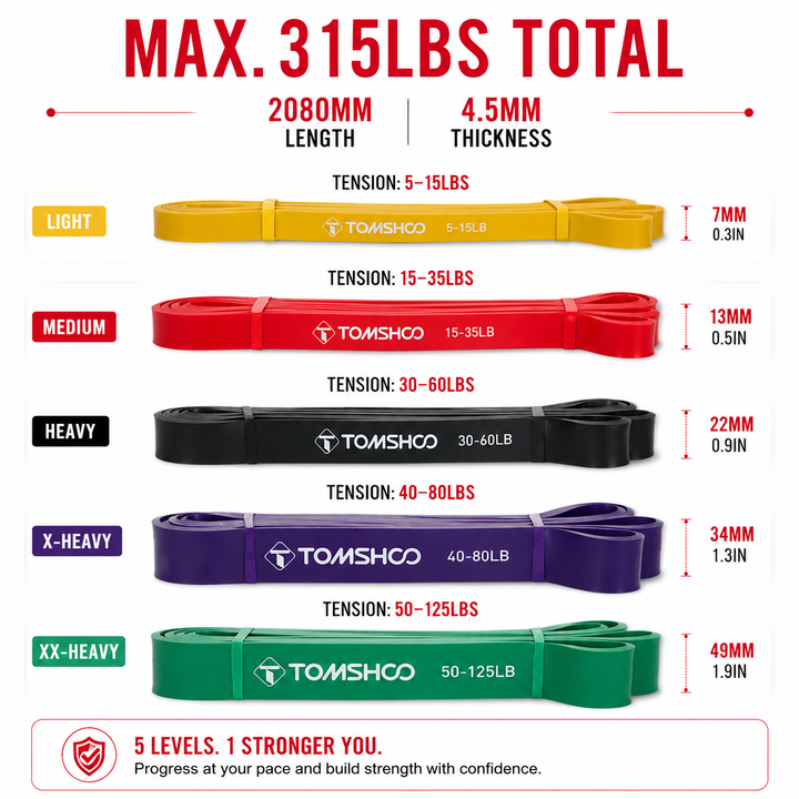 Premium All In One Pull Up Resistance Band Set 5 Levels 5–125 LB Latex Resistance Bands with Handles Door Anchor Carry Bag Full Body Home Workout Fitness Kit
