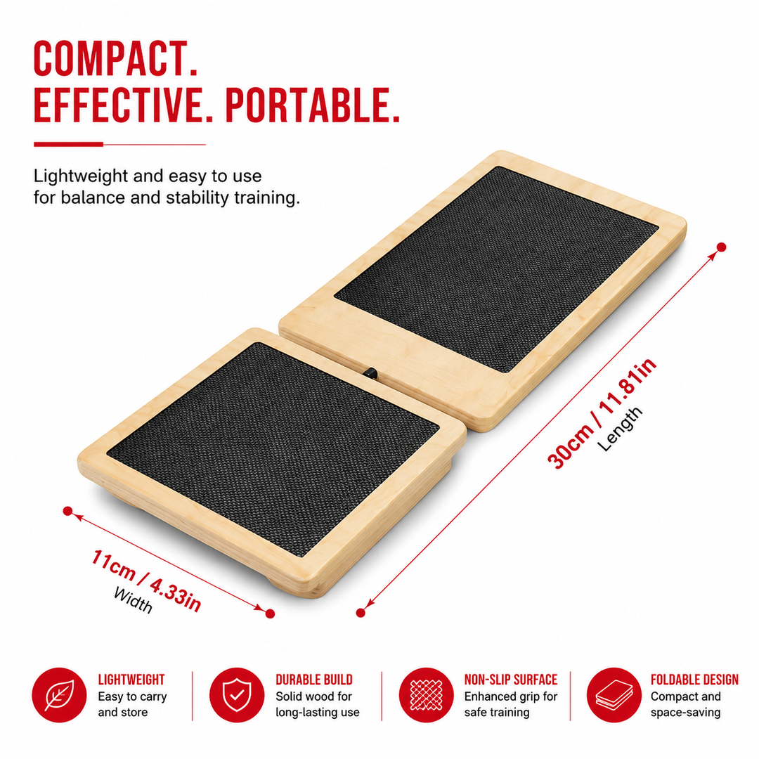 Premium Ankle Balance Board Wooden Foot Trainer Stability Board Pilates Balance Training Foot Strength Portable 30×10.8cm Home Gym Exercise Tool