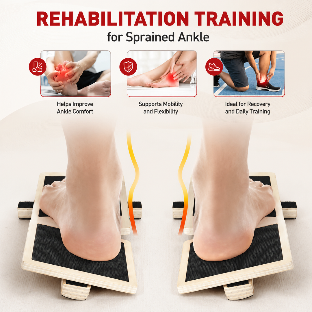 Premium Ankle Balance Board Wooden Foot Trainer Stability Board Pilates Balance Training Foot Strength Portable 30×10.8cm Home Gym Exercise Tool
