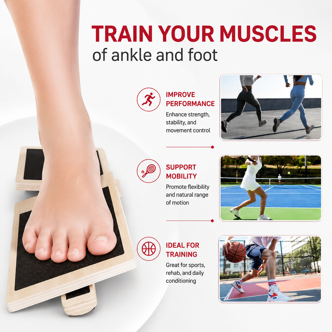 Premium Ankle Balance Board Wooden Foot Trainer Stability Board Pilates Balance Training Foot Strength Portable 30×10.8cm Home Gym Exercise Tool