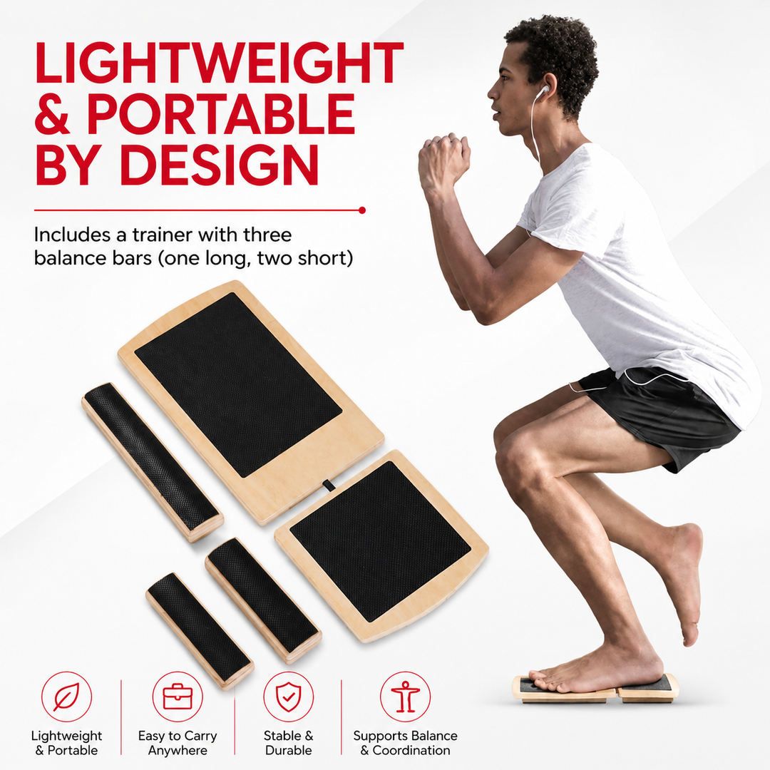 Premium Ankle Balance Board Wooden Foot Trainer Stability Board Pilates Balance Training Foot Strength Portable 30×10.8cm Home Gym Exercise Tool