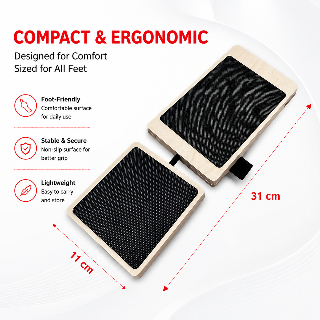 Premium Ankle Balance Board Wooden Foot Trainer Stability Board Pilates Balance Training Foot Strength Portable 30×10.8cm Home Gym Exercise Tool