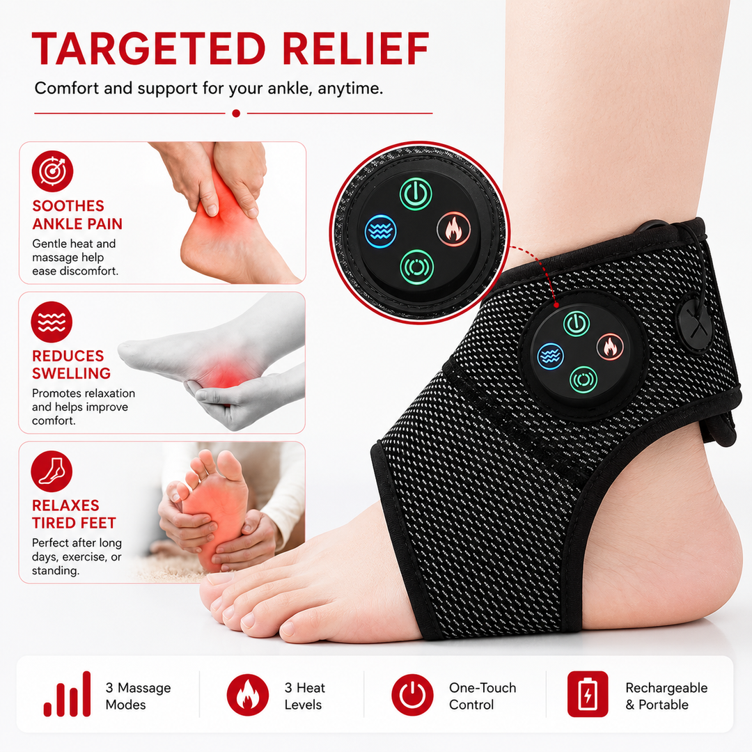 Premium Ankle Massager Air Compression Foot Massager Adjustable Intensity USB Rechargeable Lightweight Ankle Brace Pain Relief Home Therapy Device