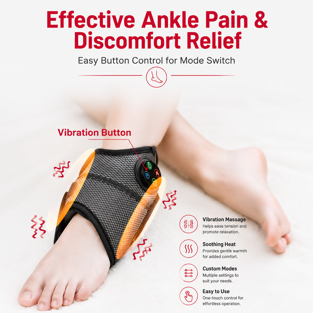 Premium Ankle Massager Air Compression Foot Massager Adjustable Intensity USB Rechargeable Lightweight Ankle Brace Pain Relief Home Therapy Device