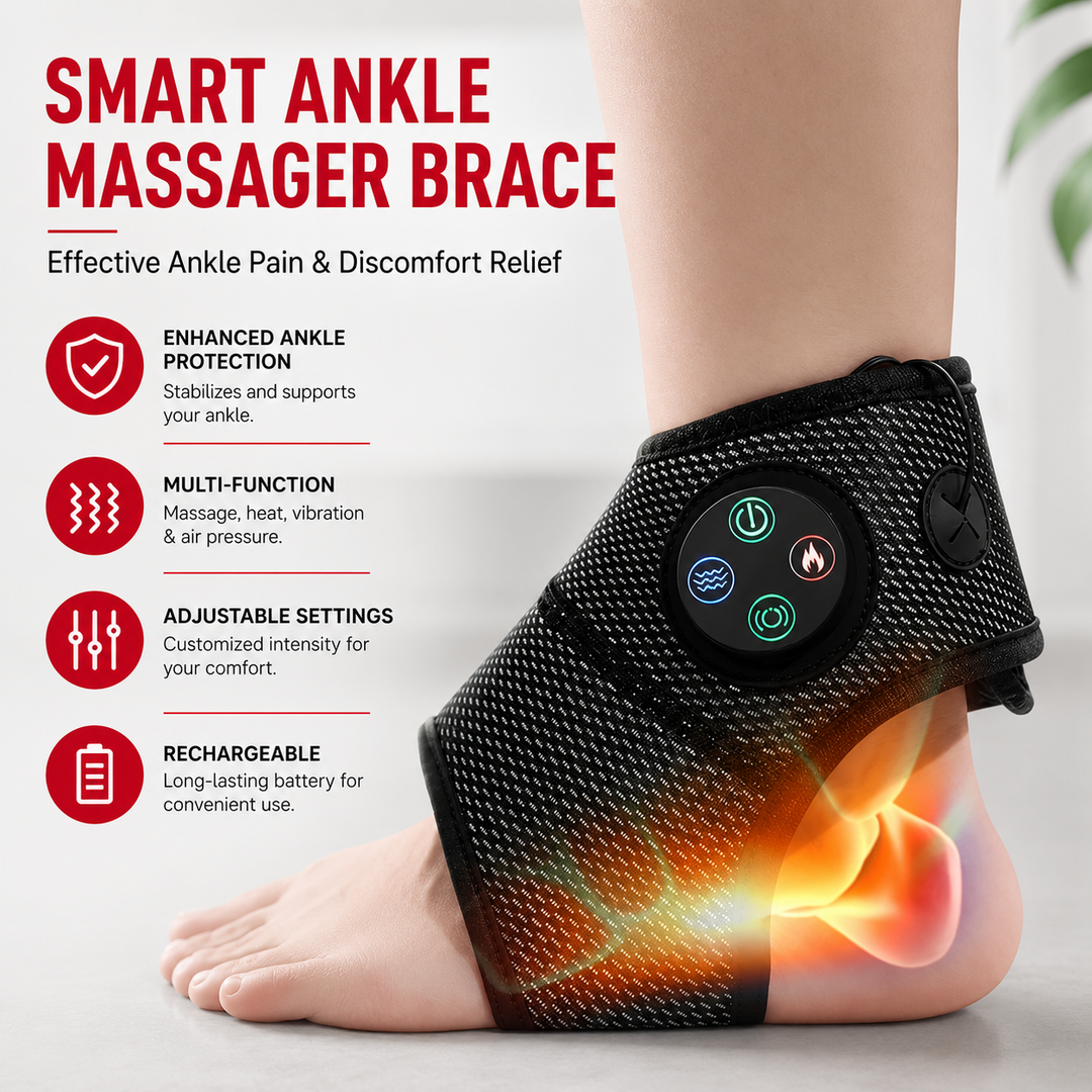 Premium Ankle Massager Air Compression Foot Massager Adjustable Intensity USB Rechargeable Lightweight Ankle Brace Pain Relief Home Therapy Device