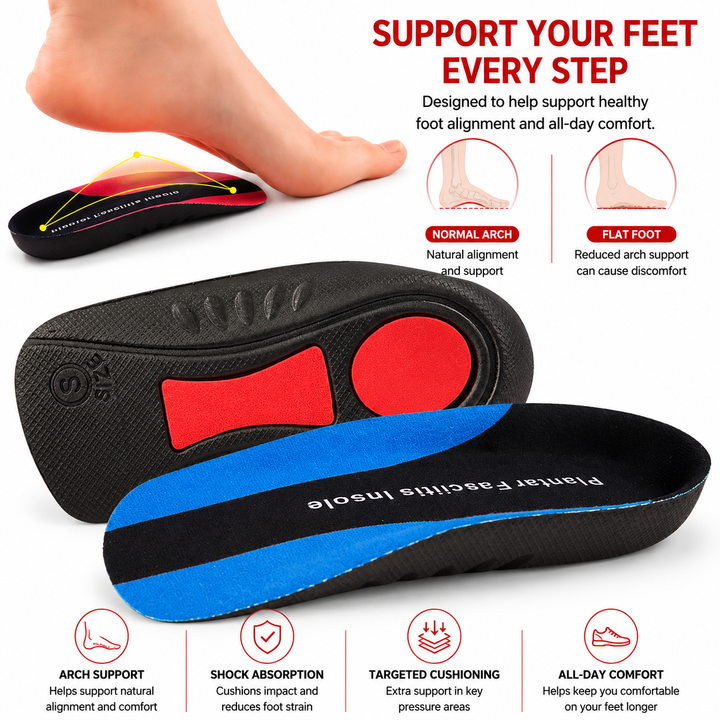 Premium Arch Support Insoles Orthopedic Shoe Inserts Men Women Shock Absorption Plantar Fasciitis Relief Anti Slip Heel Cushion Comfort EU 34-46
