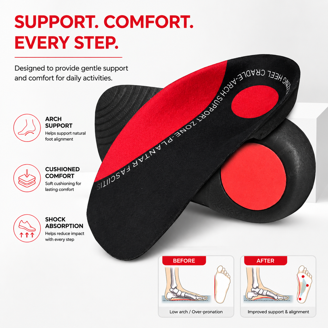 Premium Arch Support Insoles Orthopedic Shoe Inserts Men Women Shock Absorption Plantar Fasciitis Relief Anti Slip Heel Cushion Comfort EU 34-46