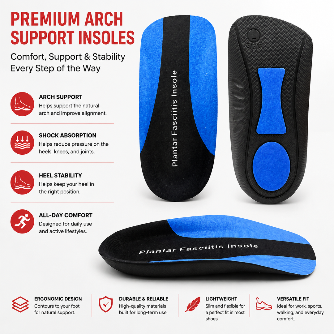 Premium Arch Support Insoles Orthopedic Shoe Inserts Men Women Shock Absorption Plantar Fasciitis Relief Anti Slip Heel Cushion Comfort EU 34-46