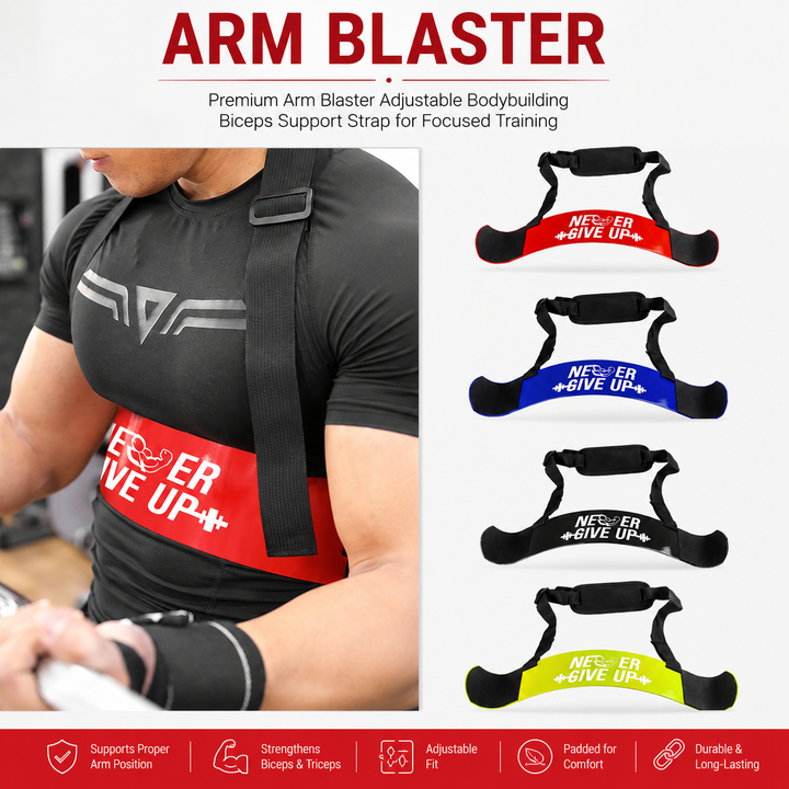 Premium Arm Blaster Biceps Triceps Training Support Adjustable Bodybuilding Curl Bar Aluminum Alloy Padded Elbow Support Strength Isolation Fitness Accessory