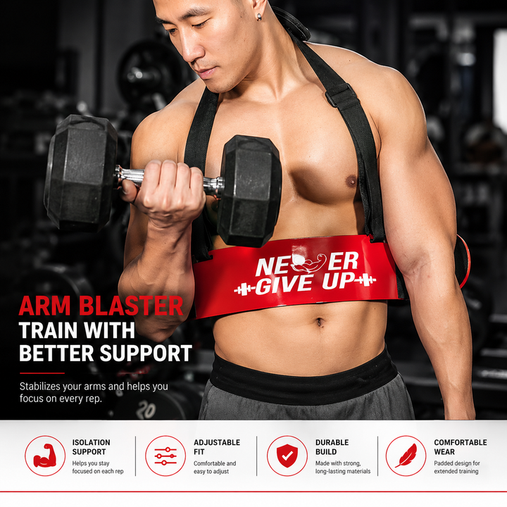 Premium Arm Blaster Biceps Triceps Training Support Adjustable Bodybuilding Curl Bar Aluminum Alloy Padded Elbow Support Strength Isolation Fitness Accessory