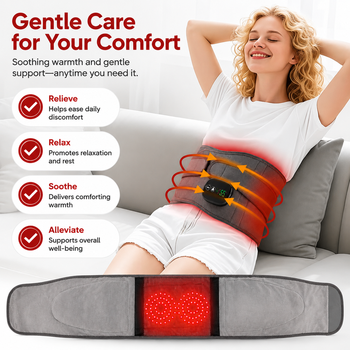 Premium Back Massager Belt with Heat Cordless Lumbar Heating Pad Red Light Vibration Massage 5000mAh Rechargeable Waist Support Pain Relief Device