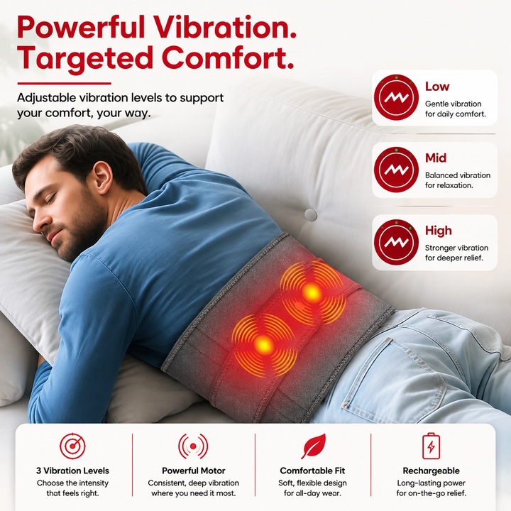 Premium Back Massager Belt with Heat Cordless Lumbar Heating Pad Red Light Vibration Massage 5000mAh Rechargeable Waist Support Pain Relief Device