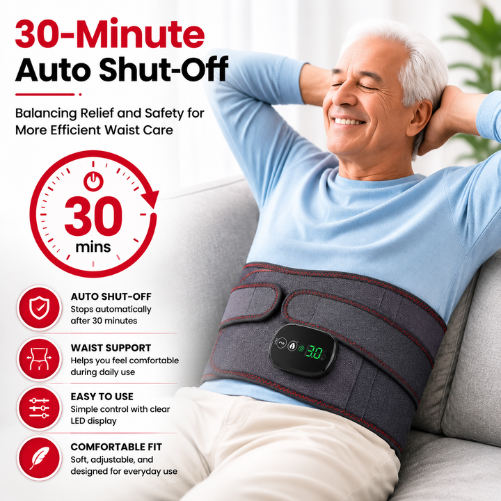 Premium Back Massager Belt with Heat Cordless Lumbar Heating Pad Red Light Vibration Massage 5000mAh Rechargeable Waist Support Pain Relief Device