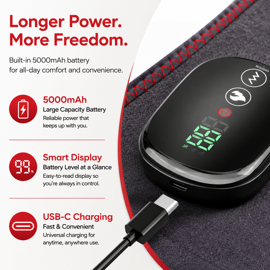 Premium Back Massager Belt with Heat Cordless Lumbar Heating Pad Red Light Vibration Massage 5000mAh Rechargeable Waist Support Pain Relief Device
