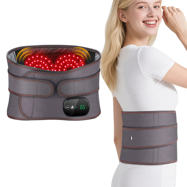 Premium Back Massager Belt with Heat Cordless Lumbar Heating Pad Red Light Vibration Massage 5000mAh Rechargeable Waist Support Pain Relief Device