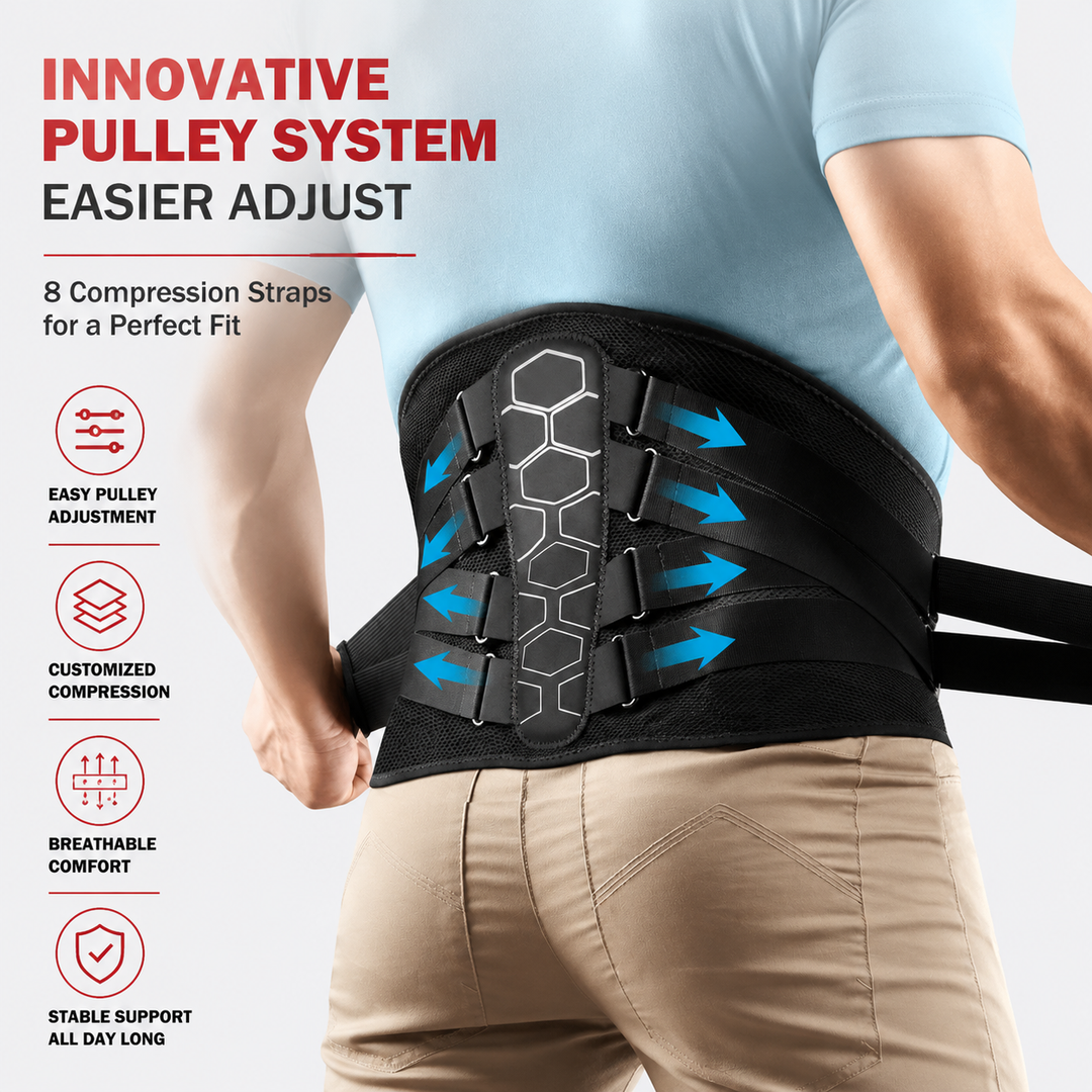 Premium Back Support Belt Lumbar Support Brace for Lower Back Pain Adjustable Compression Posture Support Belt for Work Gym Lifting Daily Use Belted