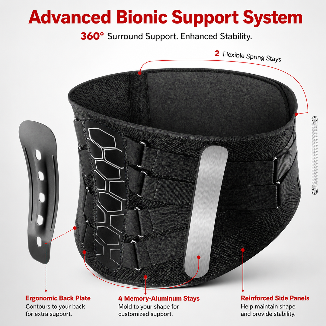 Premium Back Support Belt Lumbar Support Brace for Lower Back Pain Adjustable Compression Posture Support Belt for Work Gym Lifting Daily Use Belted