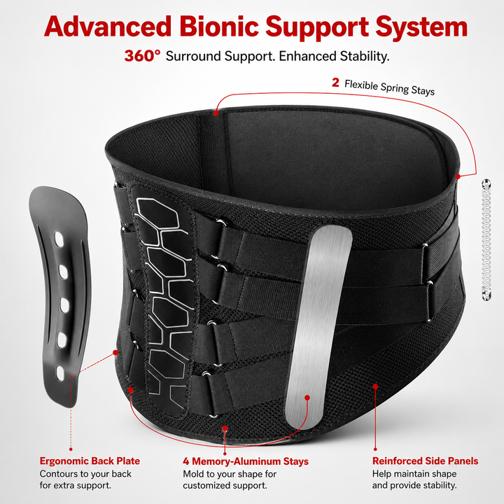 Premium Back Support Belt Lumbar Support Brace for Lower Back Pain Adjustable Compression Posture Support Belt for Work Gym Lifting Daily Use Belted