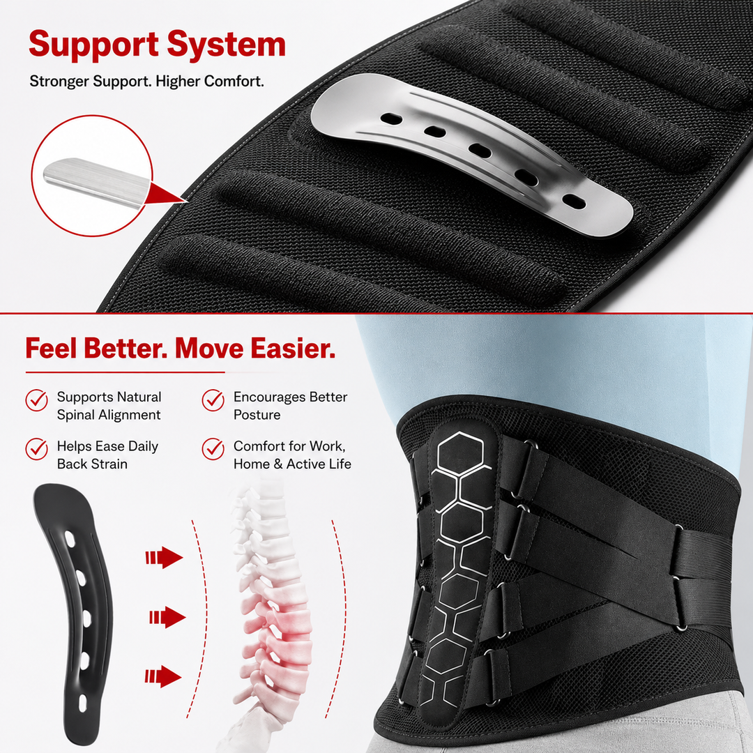 Premium Back Support Belt Lumbar Support Brace for Lower Back Pain Adjustable Compression Posture Support Belt for Work Gym Lifting Daily Use Belted