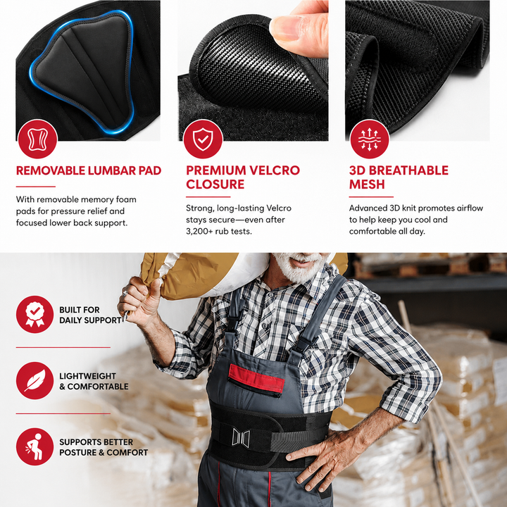 Premium Back Support Belt Lumbar Support Brace for Lower Back Pain Adjustable Compression Posture Support Belt for Work Gym Lifting Daily Use Belted