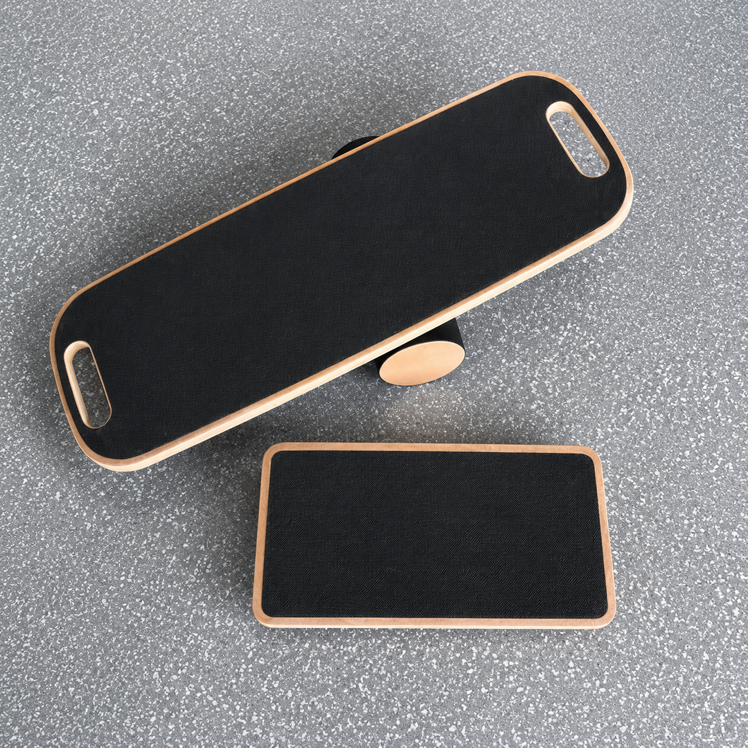 Premium Balance Board 360 Degree Wobble Trainer Anti Slip Wooden Board Rubber Base Core Stability Trainer for Home Office Gym Daily Use Fitness Training