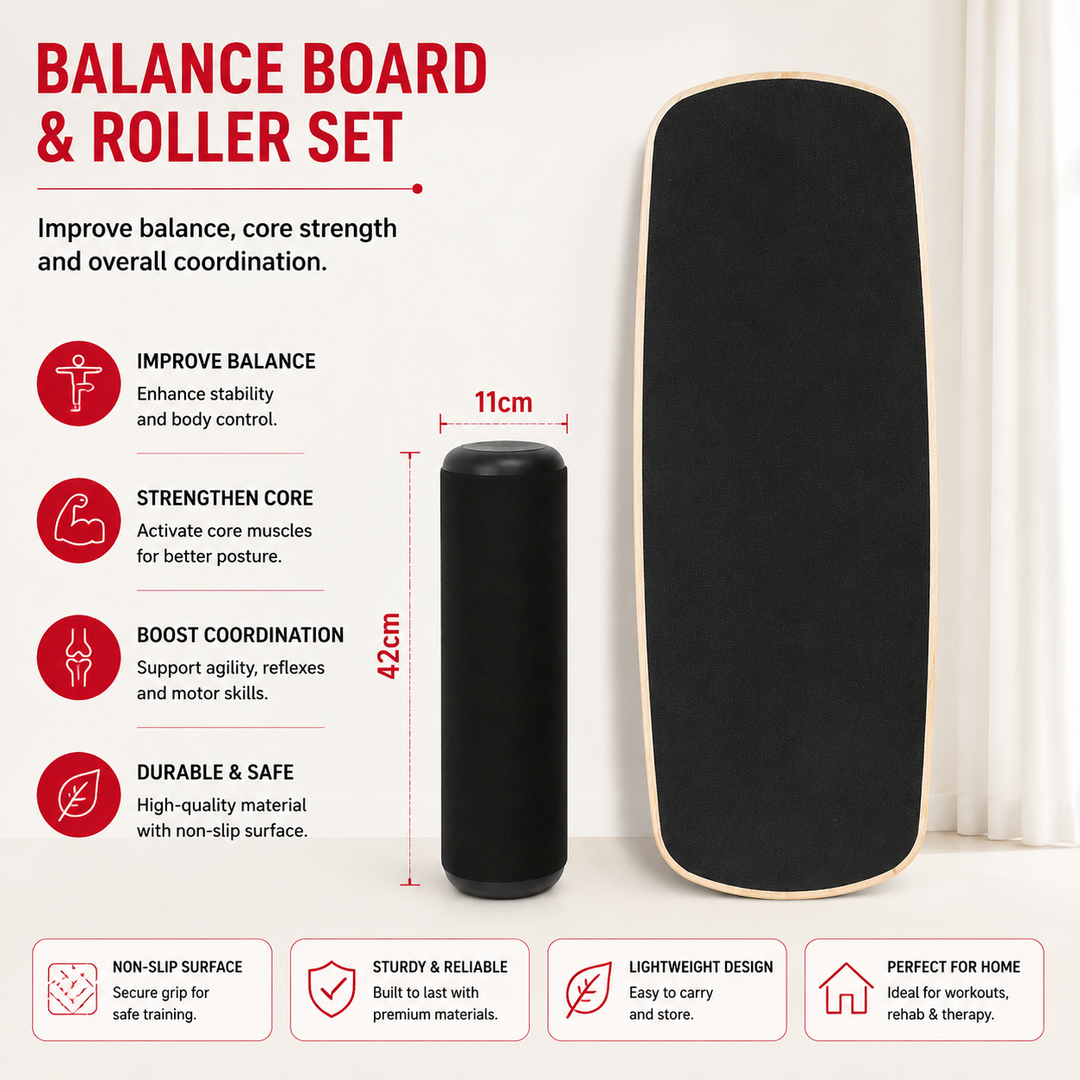 Premium Balance Board 360 Degree Wobble Trainer Anti Slip Wooden Board Rubber Base Core Stability Trainer for Home Office Gym Daily Use Fitness Training