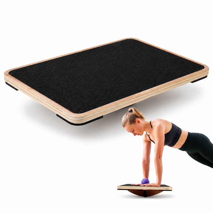 Premium Balance Board 360 Degree Wobble Trainer Anti Slip Wooden Board Rubber Base Core Stability Trainer for Home Office Gym Daily Use Fitness Training