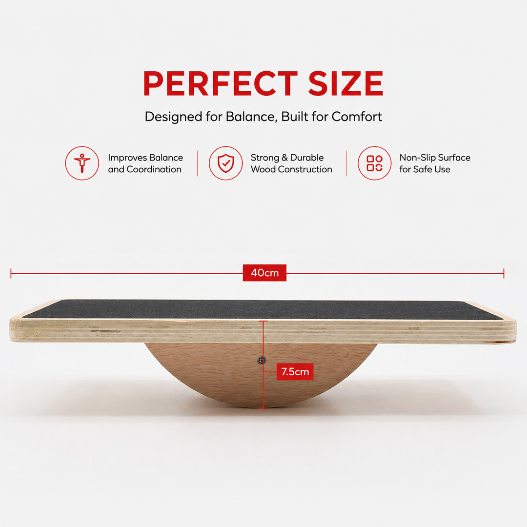 Premium Balance Board 360 Wobble Trainer Core Stability Board Anti Slip Wooden Balance Disc Rubber Base Home Gym Posture Fitness Training Tool