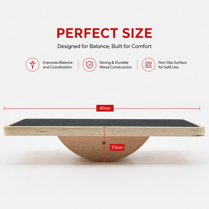 Premium Balance Board 360 Wobble Trainer Core Stability Board Anti Slip Wooden Balance Disc Rubber Base Home Gym Posture Fitness Training Tool