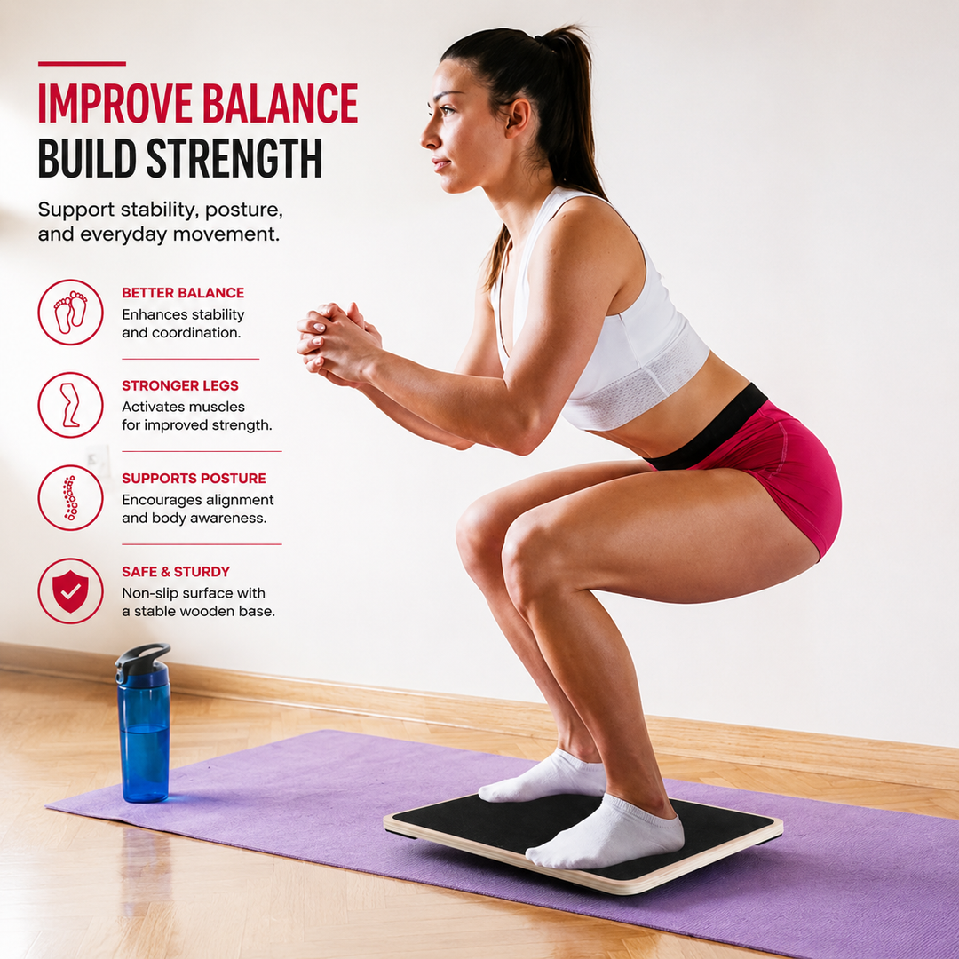 Premium Balance Board 360 Wobble Trainer Core Stability Board Anti Slip Wooden Balance Disc Rubber Base Home Gym Posture Fitness Training Tool