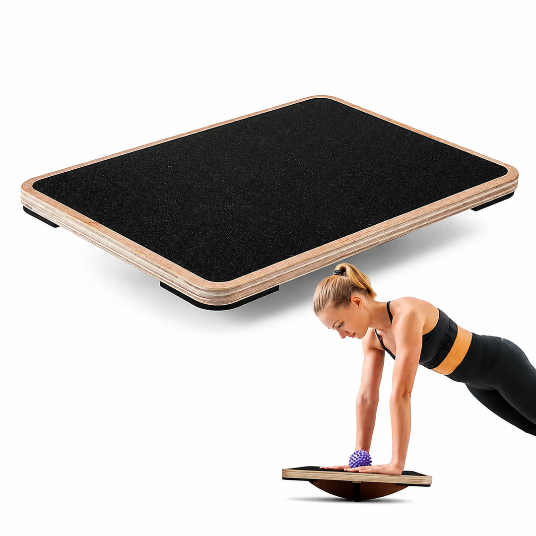 Premium Balance Board 360 Wobble Trainer Core Stability Board Anti Slip Wooden Balance Disc Rubber Base Home Gym Posture Fitness Training Tool