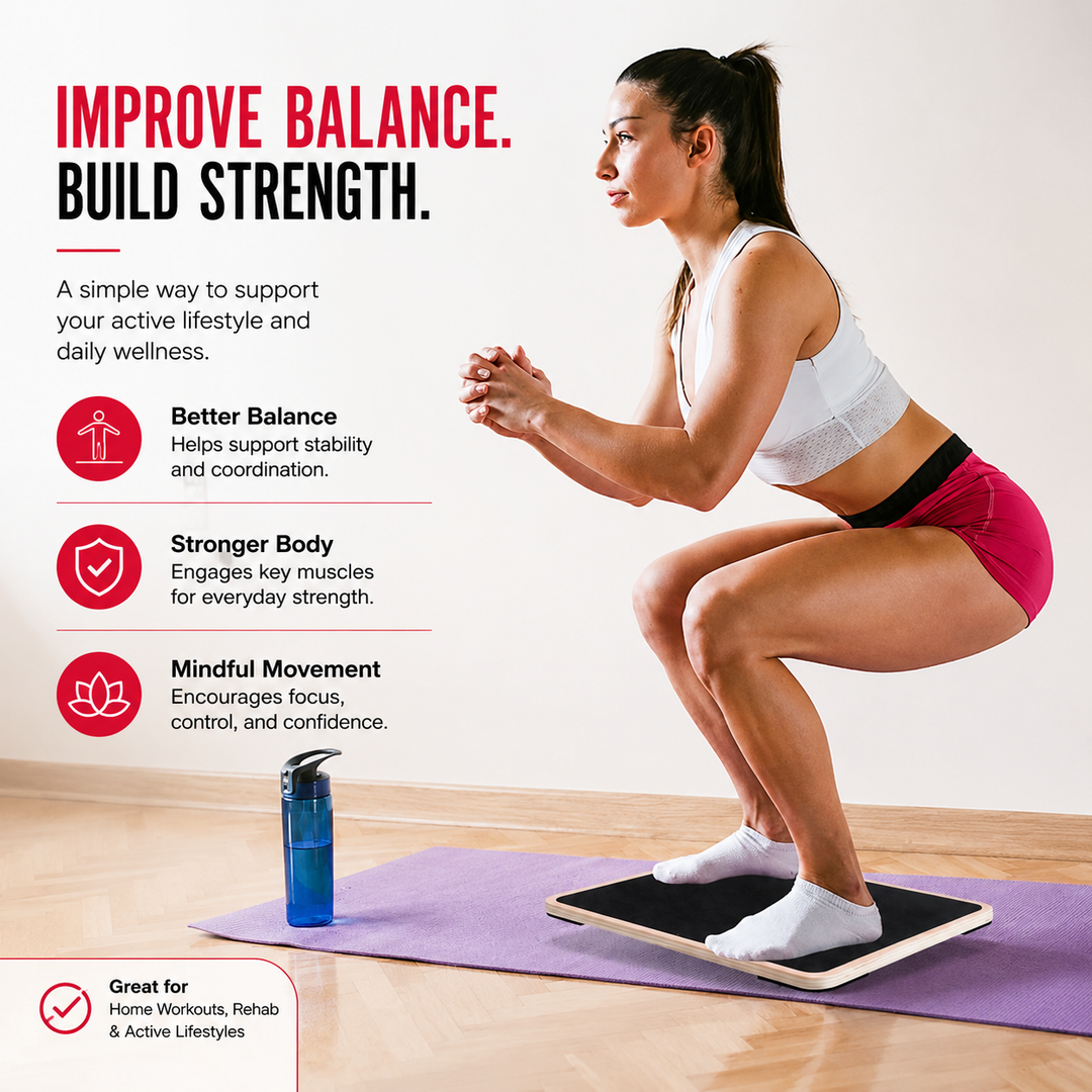 Premium Balance Board 360° Wobble Trainer Core Stability Balance Training Anti Slip Wooden Board Rubber Base Silent Home Gym Office Exercise Platform