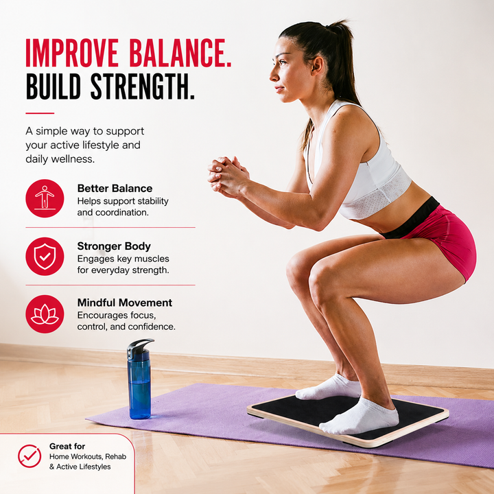 Premium Balance Board 360° Wobble Trainer Core Stability Balance Training Anti Slip Wooden Board Rubber Base Silent Home Gym Office Exercise Platform