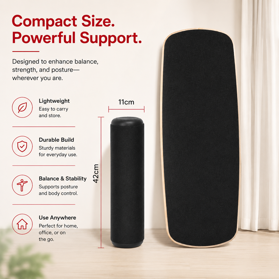 Premium Balance Board 360° Wobble Trainer Core Stability Balance Training Anti Slip Wooden Board Rubber Base Silent Home Gym Office Exercise Platform